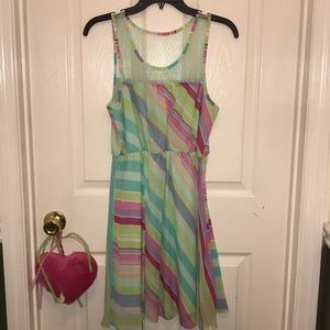 Red camel multi-color dress